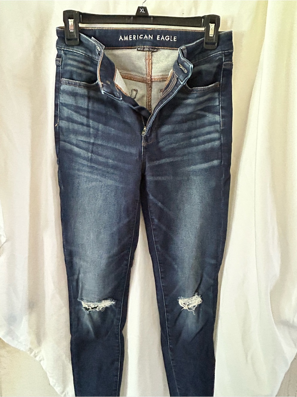 American Eagle Outfitters Women's Dark Indigo Distressed Skinny Jeans